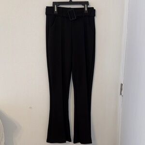 Posh Black Flare Pants with Belt